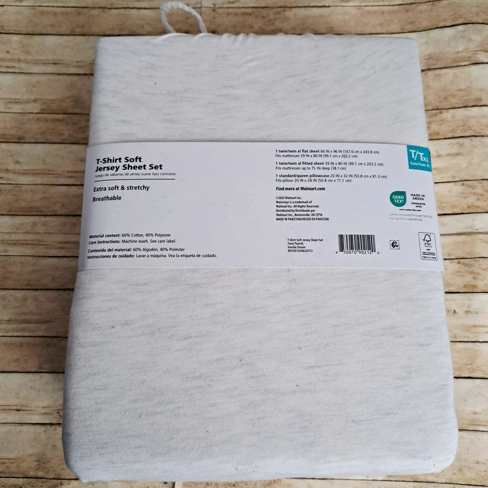 Mainstays White T-Shirt Soft Jersey Twin/Twin Xl Sheet Set